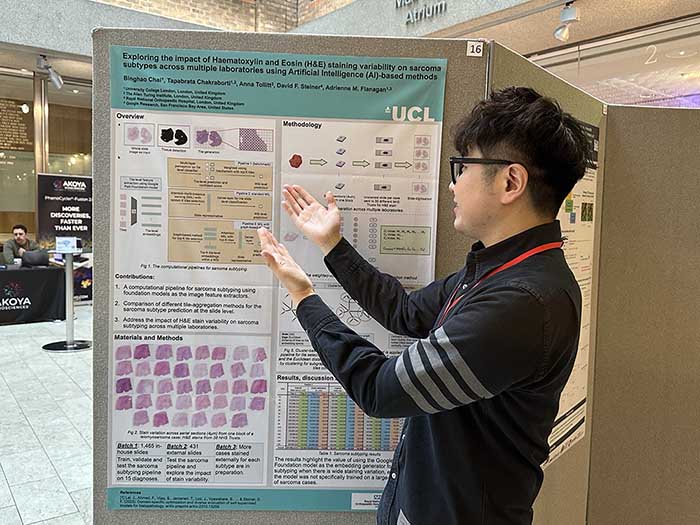 Binghao and his poster at Pathological Society 2025 Joint Winter Meeting with The Royal Society of Medicine
